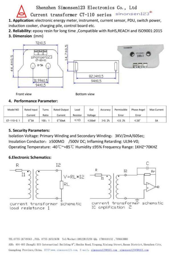 5a/50ma ct 110 Dreiphasenstromtransformer Modell