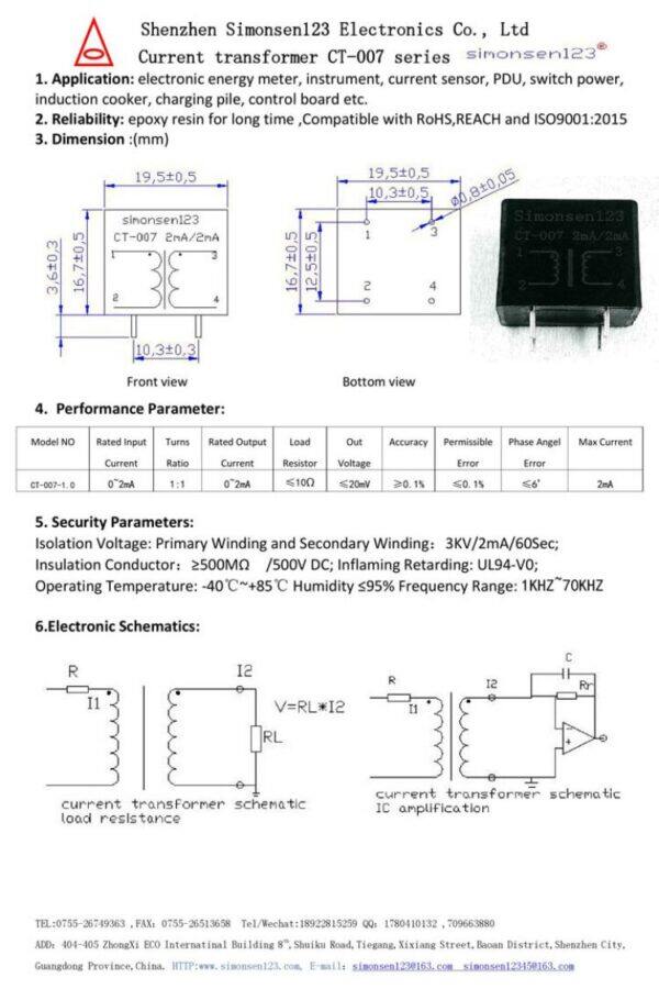 ct 007 2ma Potential Transformer model