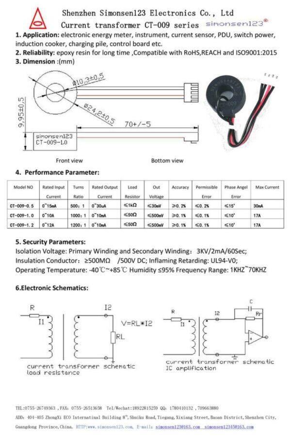 15ma/30ua 10a 12a/10ma proud Transformer model ct 009
