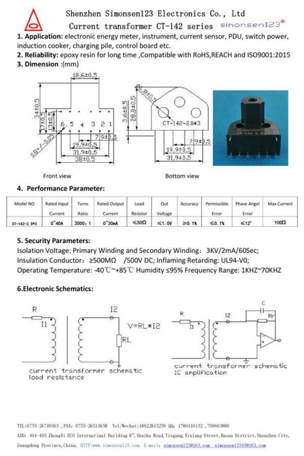 40a 20ma ct 142 Dreiphasen-Stromtransformer-Modell