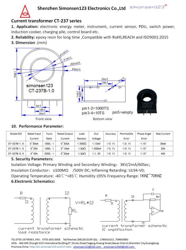 30ma/30ua 20a/10ma ct 237b Proud Transformer model