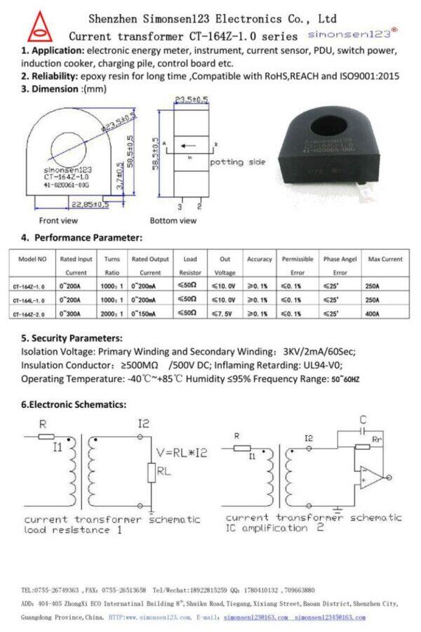 200a/200ma 300a/150ma ct 164z aktuelles Transformer-Modell