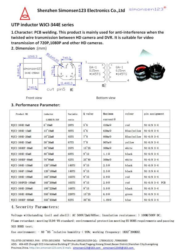 8mh 15 20 33 40 45 80 wjci 344e indukční cívka