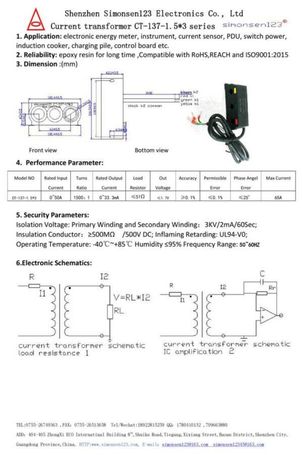 60a/30ma ct 135 třífázový proud Transformer model