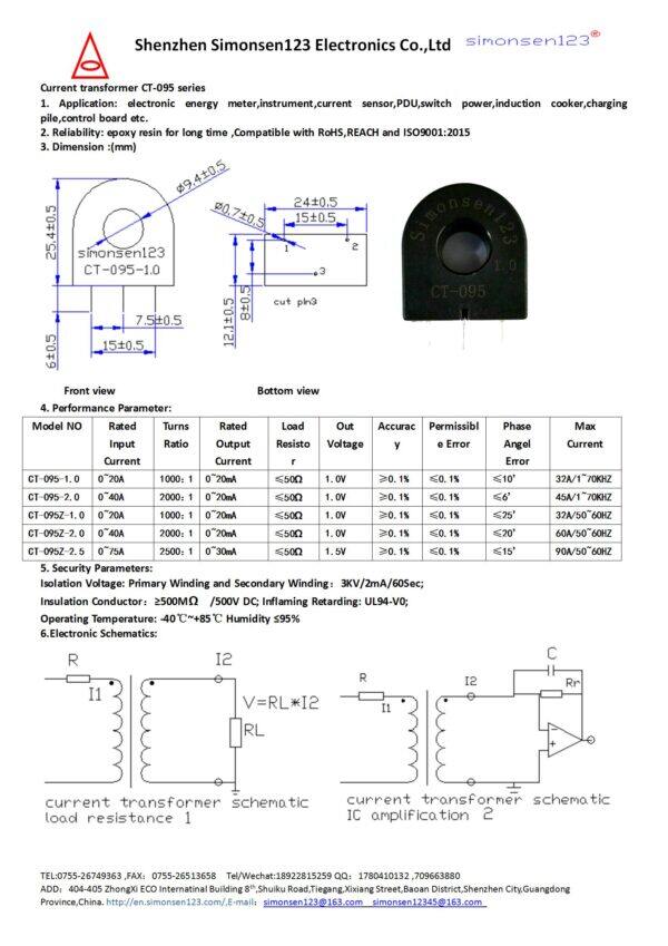 ct 095z 20a 40a/20ma 75a/30ma aktuelles Transformer-Modell