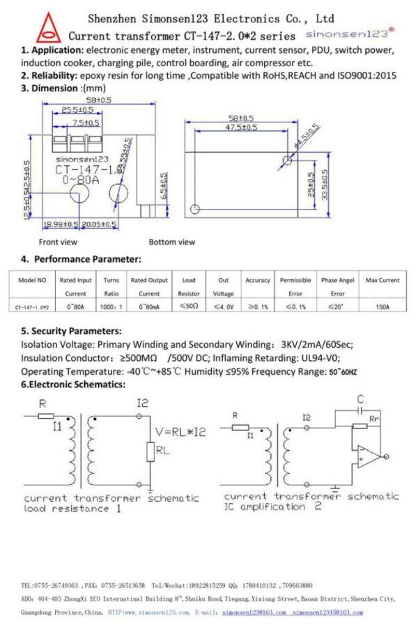 80a 80ma ct 147 Dreiphasenstromtransformer Modell