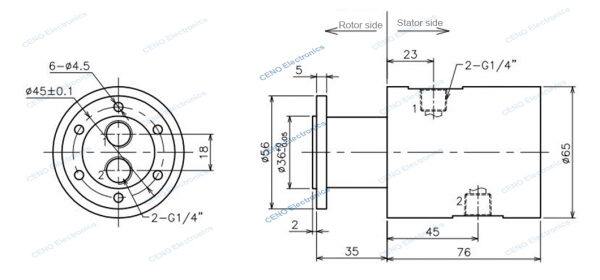 qcn0202 pneumatic / hydraulic rotary union