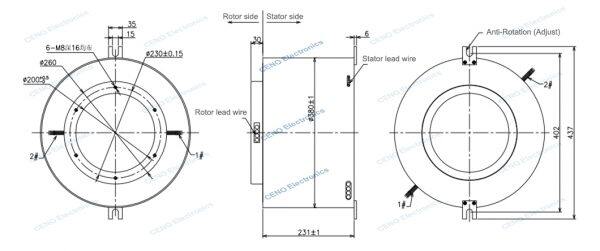 large size water proof slip rings