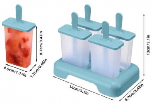 4 cavities ice popsicle mold