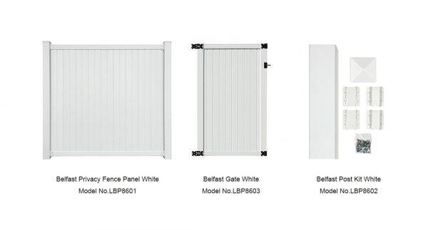 6' x 6' belfast privacy fence panels and gate white