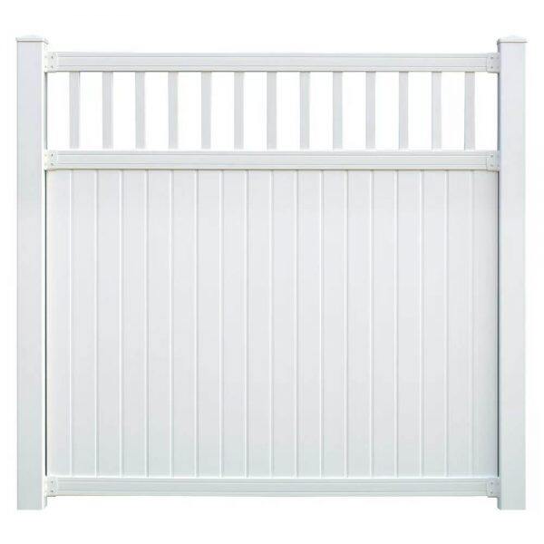 6’ x 6’ belfast spindle top privacy fence panels and gate gray white