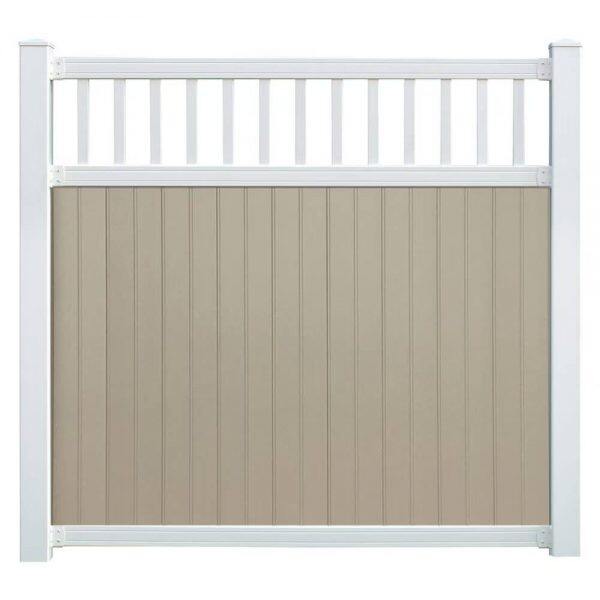 6’ x 6’ belfast spindle top privacy fence panels and gate tan white