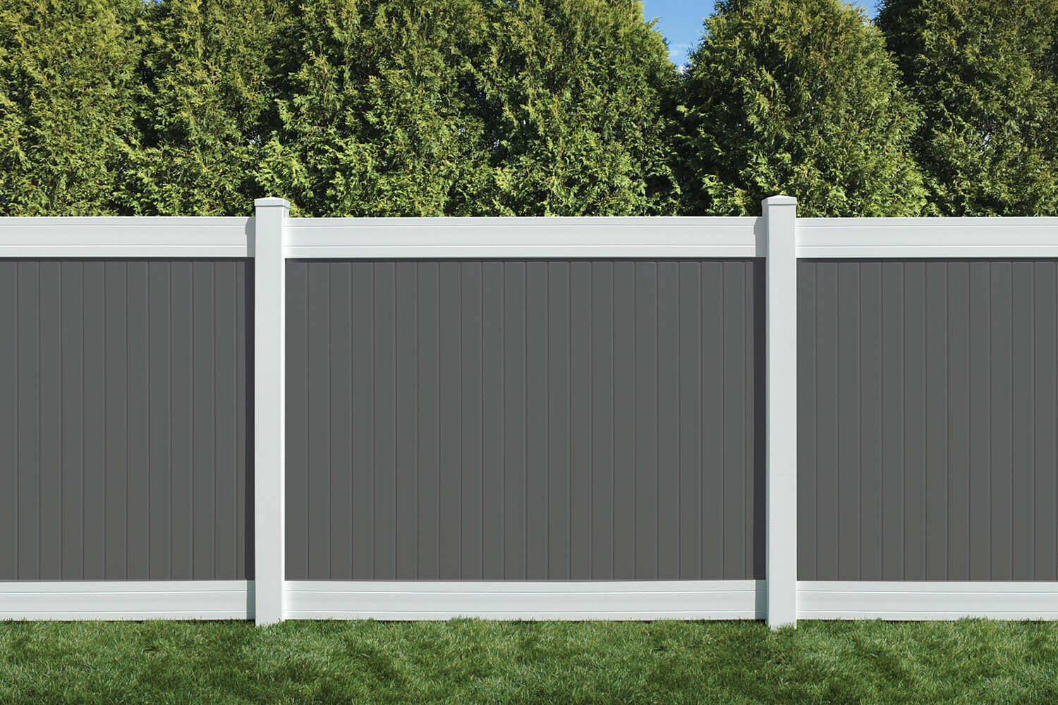 6' x 8' wexford privacy fence panels and gate gray white