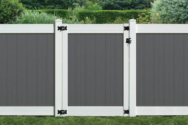 6' x 8' wexford privacy fence panels and gate gray white