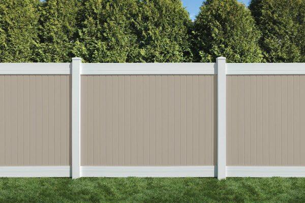 6' x 8' wexford privacy fence panels and gate tan white