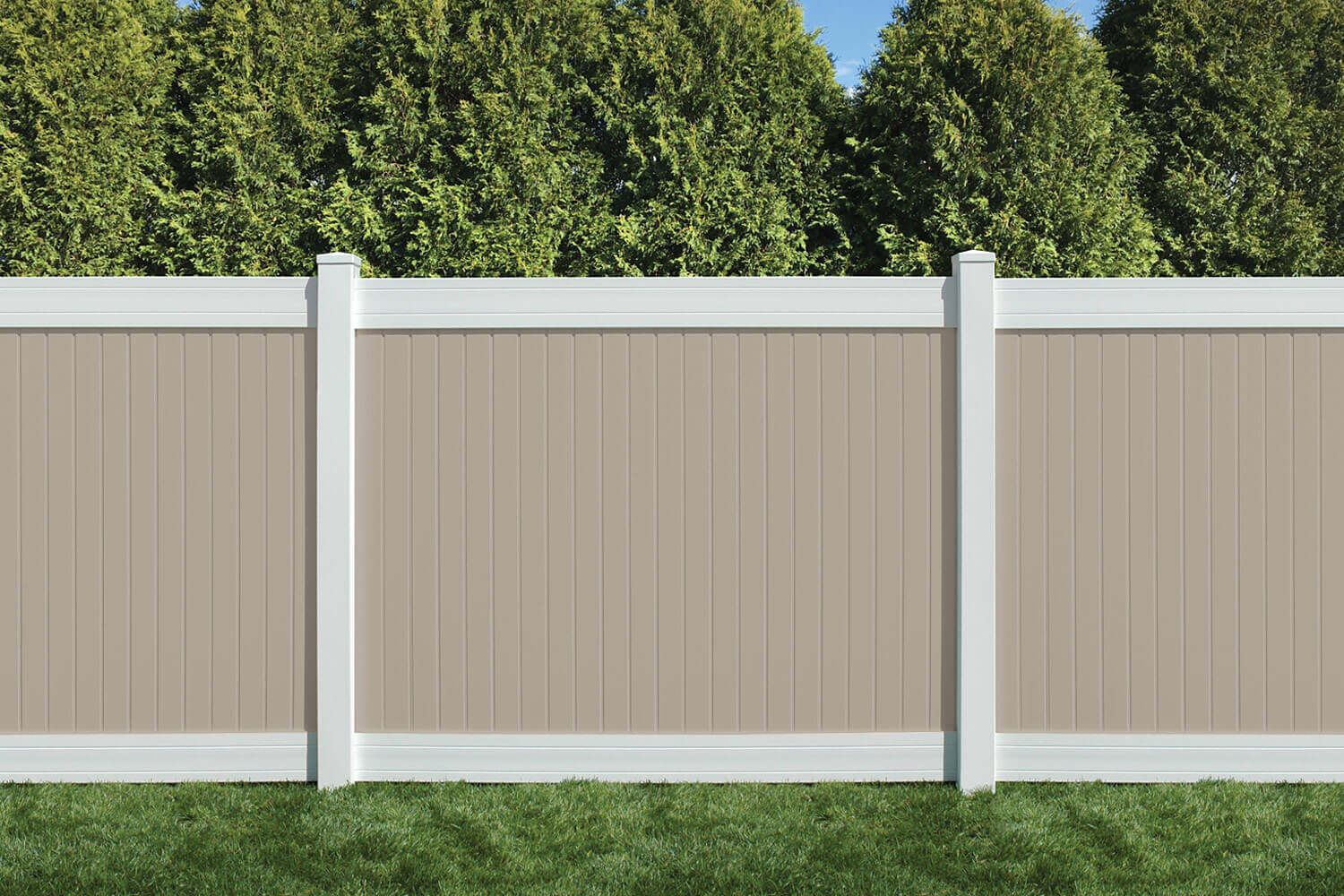 6' x 8' wexford privacy fence panels and gate tan white