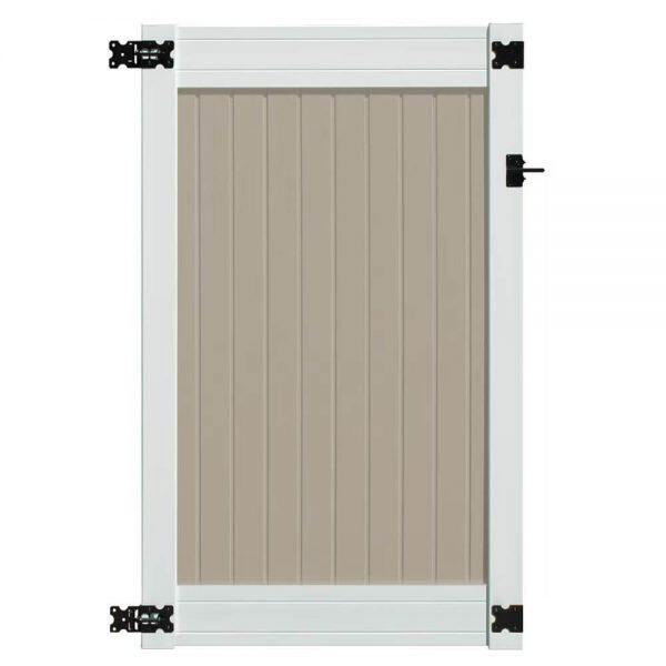6' x 8' wexford privacy fence panels and gate tan white