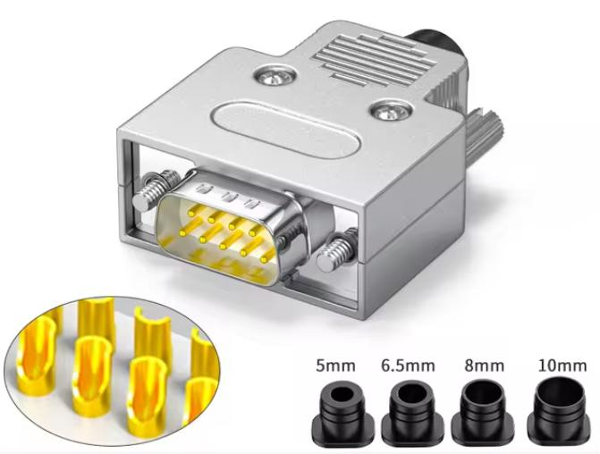 db9 connector male female type d sub metal hood straight top entry backshells rs232 connectors