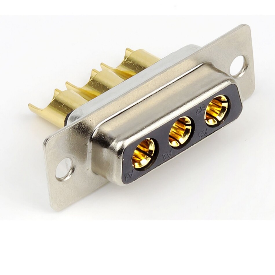 female 3w3 solder type power d sub connector with screw for power connection