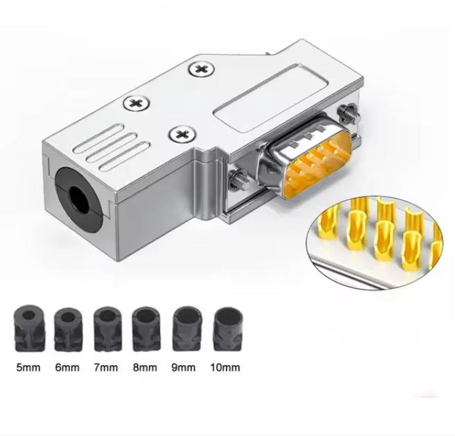 db9 right angle type metal hood d sub 90 degree backshells male female connectors